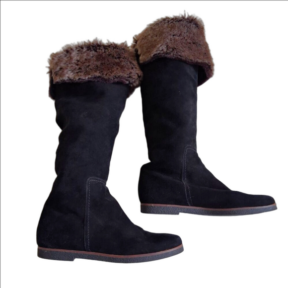 Sam Edelman Women's Size 7.5 Black Suede Orlando Faux Fur Knee High Boots - Picture 2 of 14